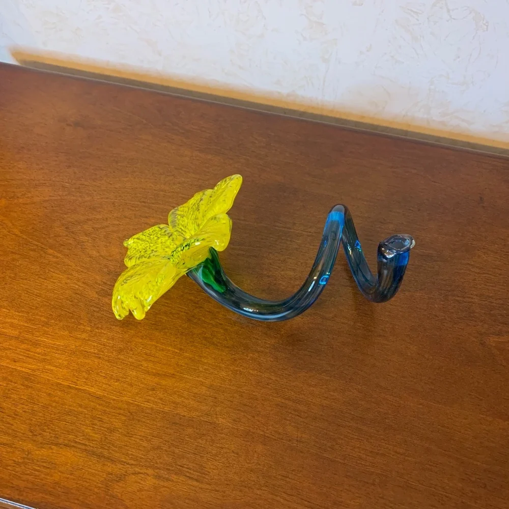 Home: Glass Blown Yellow Flower and Stem - Picture 4 of 5